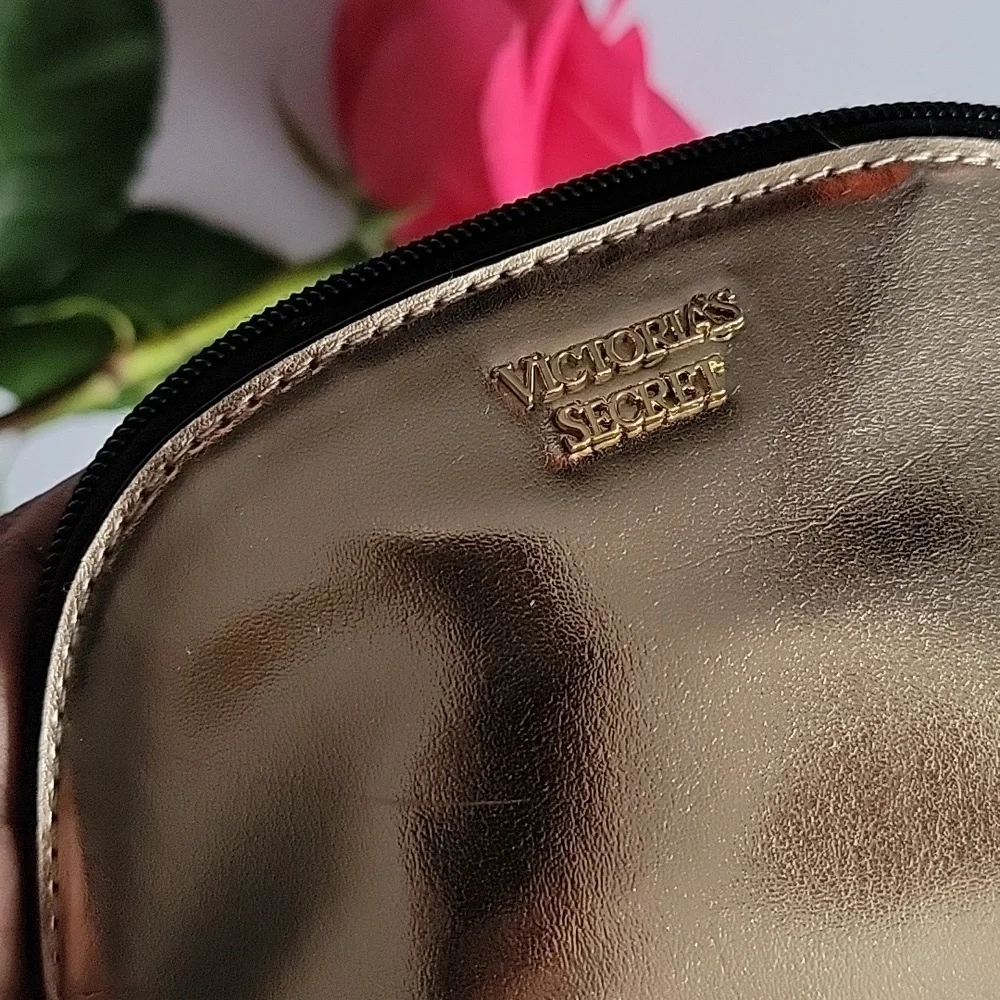Victoria's Secret! Metallic Gold Cosmetic Case New Makeup Bag